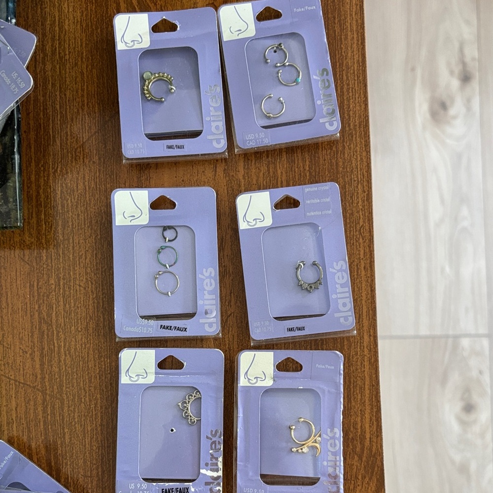 Claire's Silver and Gold FAUX Nose Ring Collection